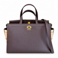 Burberry Check-Panel Dark Brown Top Handle Bag