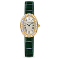 Cartier Baignoire Yellow Gold Diamond Bezel Ivory Dial Green Strap Watch – KDY