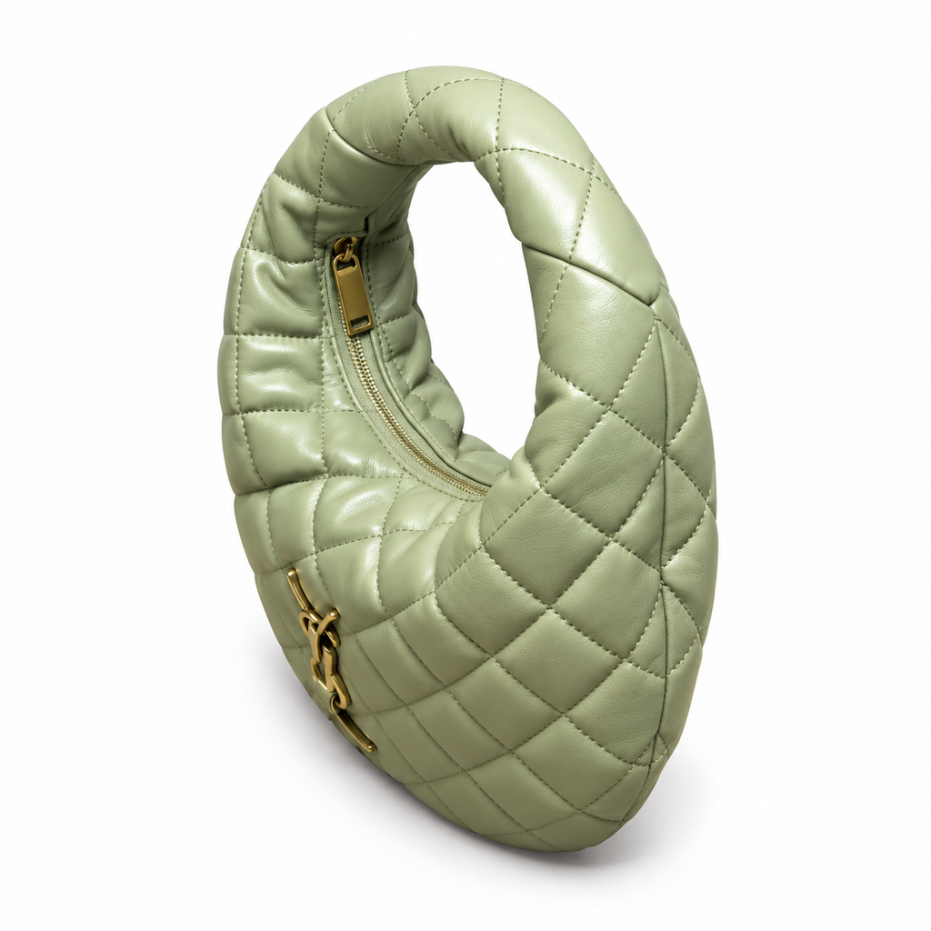 Saint Laurent Quilted Leather Hobo Bag – Sage Green