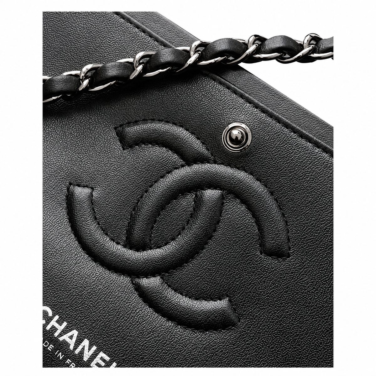 Chanel Medium Flap Bag | Embroidered Fabric Art Print Ruthenium CC Black — 20cm