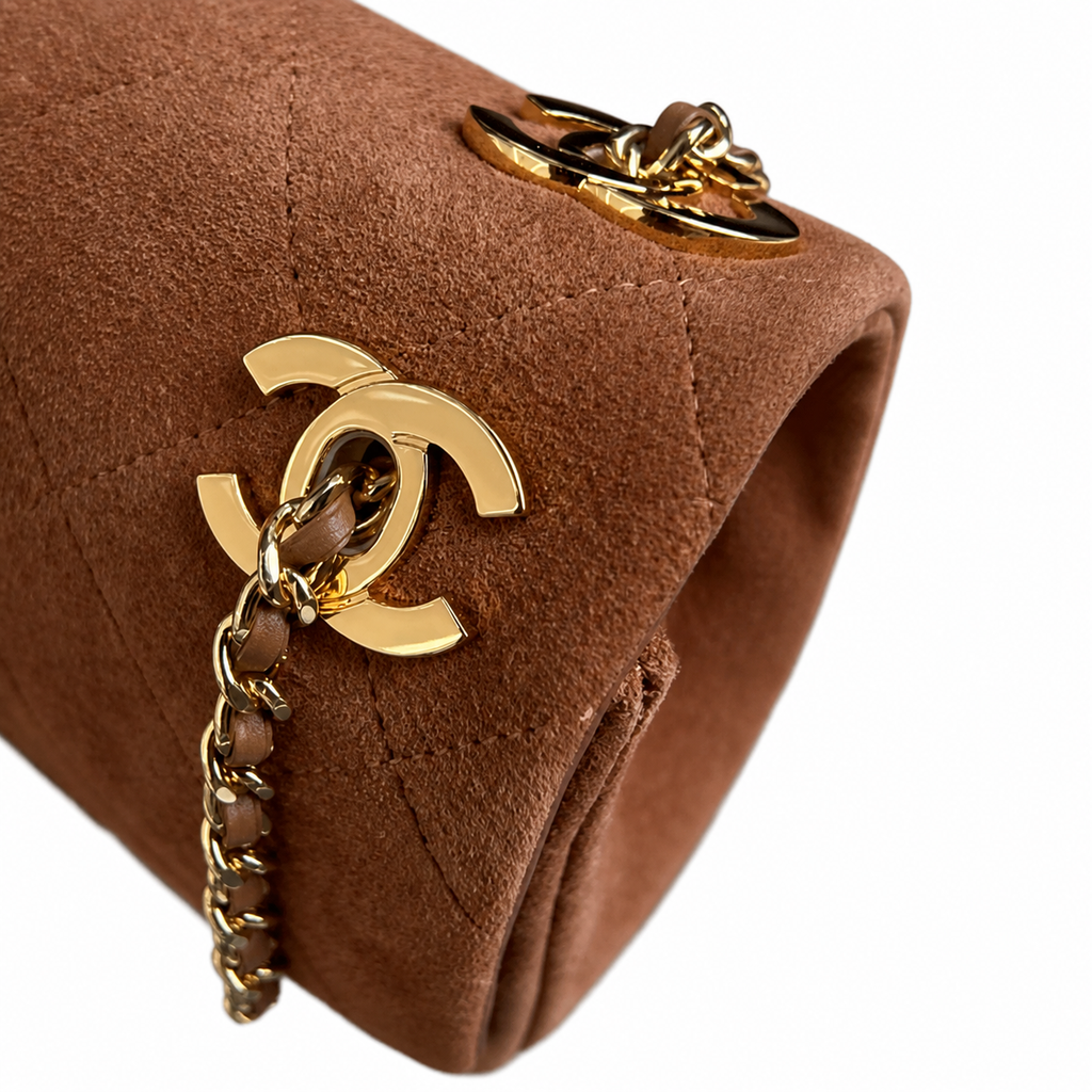 Chanel Classic Quilted Suede CC Chain Flap