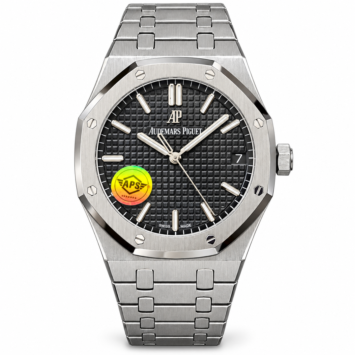 Audemars Piguet Royal Oak Black Grande Tapisserie Dial Stainless Steel Bracelet