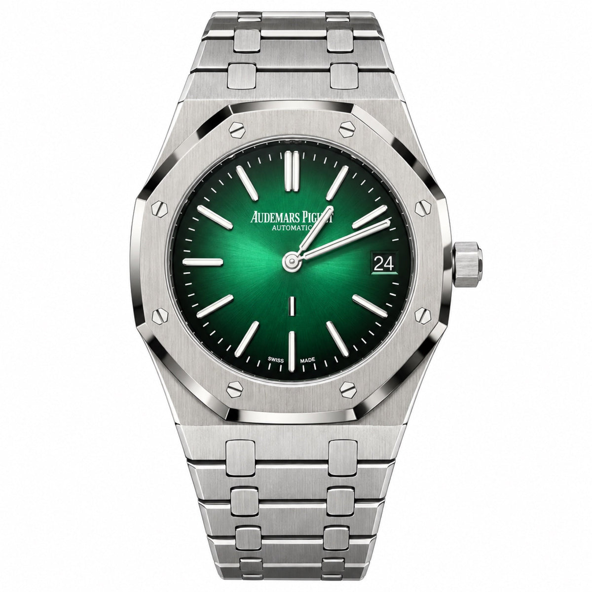 Audemars Piguet Royal Oak 50th Anniversary Green Smoked Sunburst Dial Stainless Steel Integrated Bracelet Limited Edition