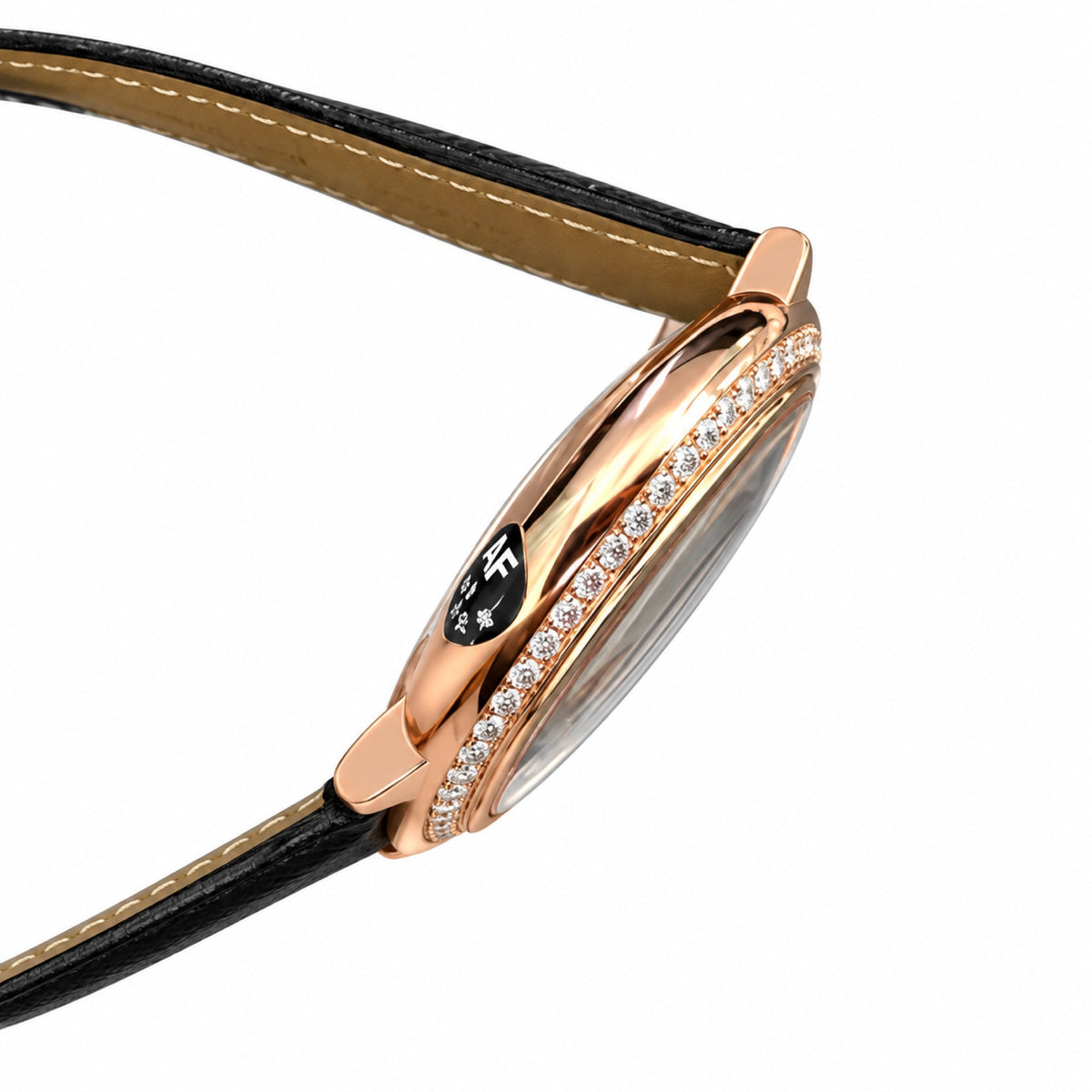 Cartier Ballon Bleu 42mm Automatic — 18K Rose Gold, Diamond Bezel, Grey Dial & Black Alligator Strap