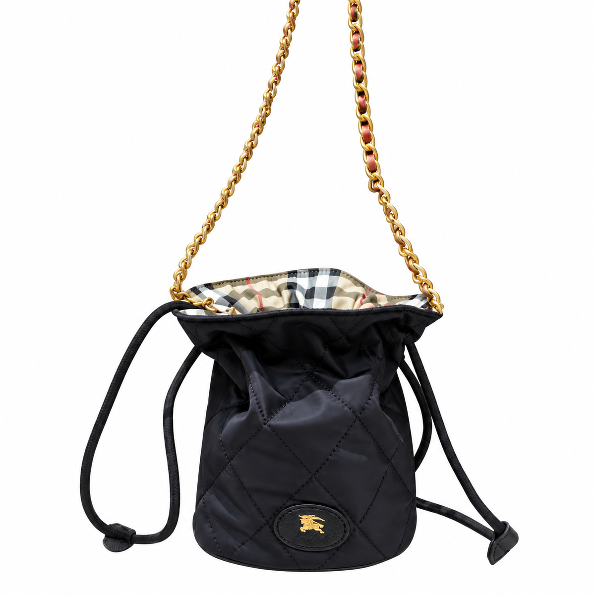 Burberry Midnight Quilted Mini Bucket Bag